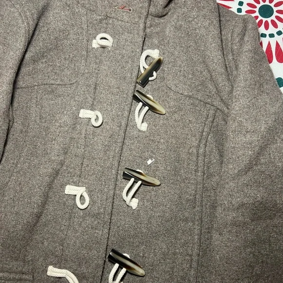 Old Navy Women's Brown Wool Blend Hooded Toggle Duffle Coat XL - Picture 2 of 5